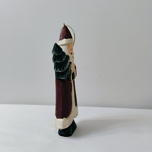 Vintage Bath & Body Works Christmas 1994 Santa Figurine Rustic Wood Ornament 8" - Picture 2 of 6